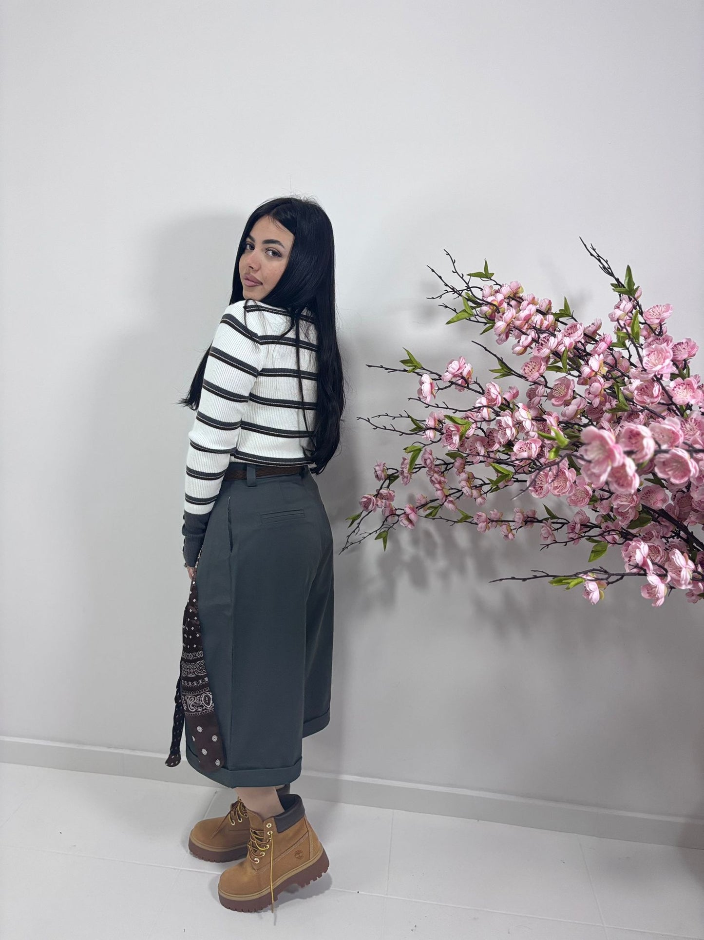 Bermuda Wide Leg Morbidi Verde Scuro