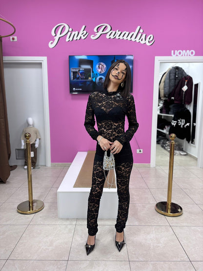 Completo pizzo nero (taglia unica)