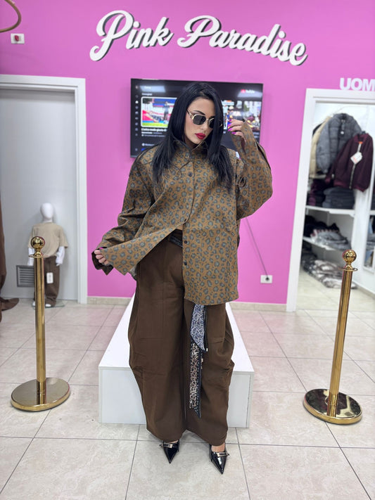 Camicia oversize leopardata (taglia unica)