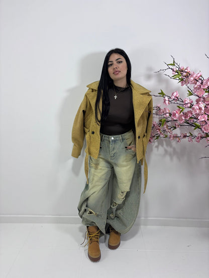 Jeans Oversize Balloon Distressed Denim Chiaro