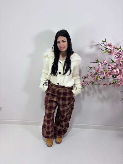 Pantaloni Wide Leg a Quadri Tartan (taglia unica)