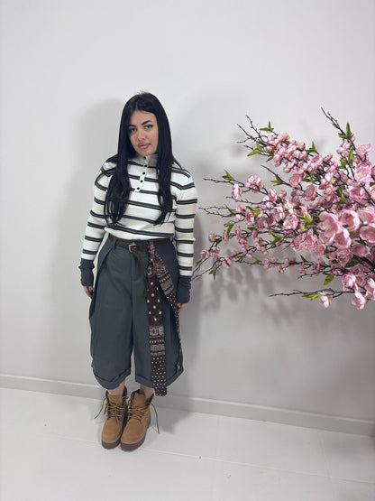 Bermuda Wide Leg Morbidi Verde Scuro